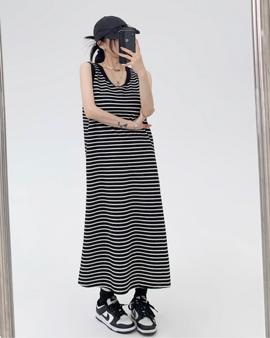 Striped Maxi Vest Dress YLS0246