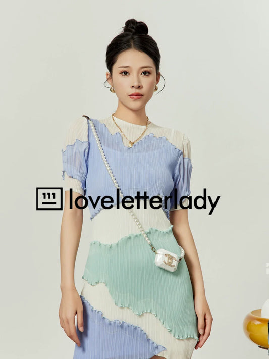 Light Blue Asymmetrical Mini Dress LLA0050