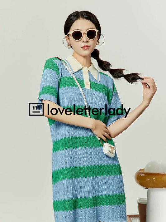 Polo Knit Border Dress LLA0054