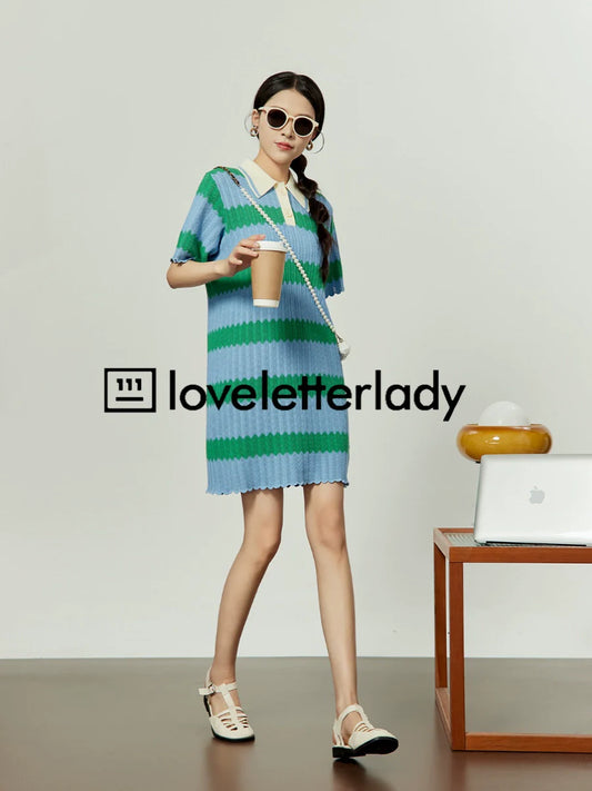 Polo Knit Border Dress LLA0054
